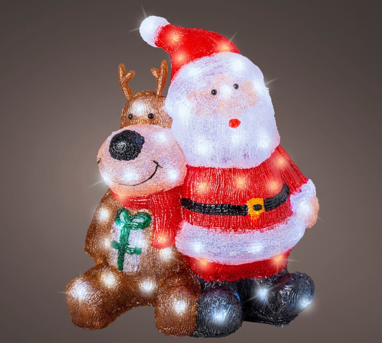Decoratiune luminoasa de exterior Santa and Reindeer, Lumineo, 34x18x40 cm, acril, multicolor - imagine 4
